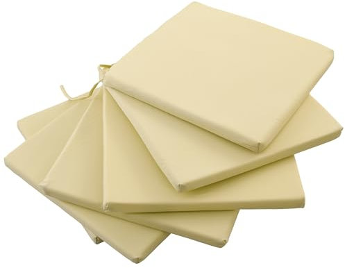 Outsunny Lot de 6 Coussins de Chaise de Jardin - Coussin Chaise extérieur Rembourrage 3 cm Tissu Polyester dim. 42L x 42l cm Beige