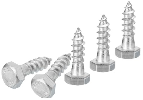 DTGN M8x25mm Hex Lag Bolts -15 Pack - for Woodworking, Furniture - 304 Stainless Steel Partial Thread Hexagon Head Lag Screws for Wood - Silver