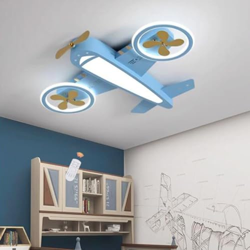 LED Taklampa Kreativ Taklampa För Flygplan Barnrumslampa Dimbar Med Fjärrkontroll Metall Akryl Pojkar Flickrum Baby Rum Sovrumsljus Matsal Vardagsrum Ljuskrona, Blå