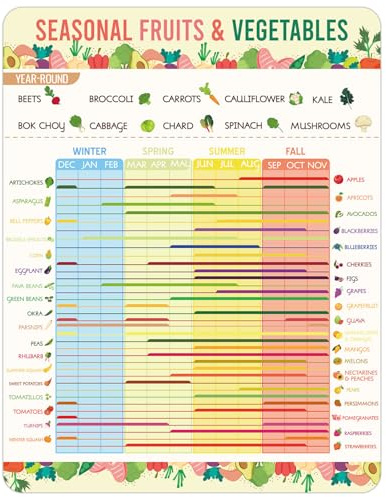 Tabella di conservazione degli alimenti di frutta e verdura, guida per la conservazione dei prodotti, magnete da frigorifero organizer da cucina magnetico stagionalità magnete grafico per mantenere il