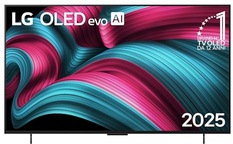 LG OLED evo AI C5 TV 42 pollici, Smart TV 4K, Processore α9 Gen8, webOS con AI, Dolby Vision e Atmos, Gaming con VRR e GSYNC 4K@144Hz, 4 HDMI 2.1, Alexa, OLED42C54LA 2025