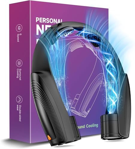 8000mAh Portable Neck Fan, Neck Air Conditioner with 6 Powerful Speeds, Hands-Free 360° Cooling Neck Fan, Rechargeable USB Fan Bladeless Wearable Foldable Mini Fan for Men Women Home Office Outdoor