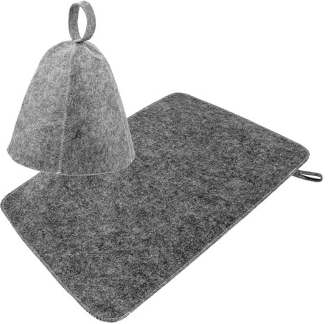 ERINGOGO Thick Felt Sauna Hat and Pad Set Grey Sauna Cap Heat-resistant Bath Hat for Spa and Steam Bath