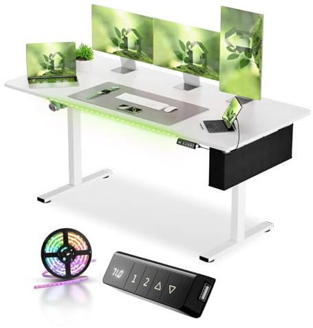 buybyroom Height Adjustable Desk Electric Standing Desk with Memory Smart Pannel with USB, 160x75cm