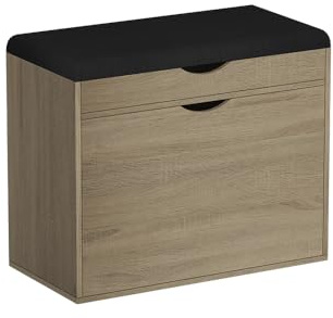 Vicco Banc pour Chaussures Schufy, Sonoma, 60x51cm avec 2 Compartiments, avec Assise rembourrée Amovible pour Un Nettoyage Facile
