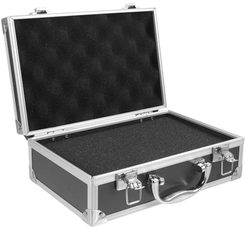 DOITOOL Aluminum Alloy Tool Box Mini Portable Tool Organizer with Sponge Insert for Electricians and Travel Compact 25.5x16.5x9.5cm Storage Solution