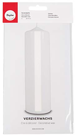 RAYHER HOBBY 3103702 Verzierwachs, weiß, 2 Verzierwachsplatten 20 x 10 cm, Wachsfolie zum Kerzen verzieren, Kerzenwachs, Wachsfolie