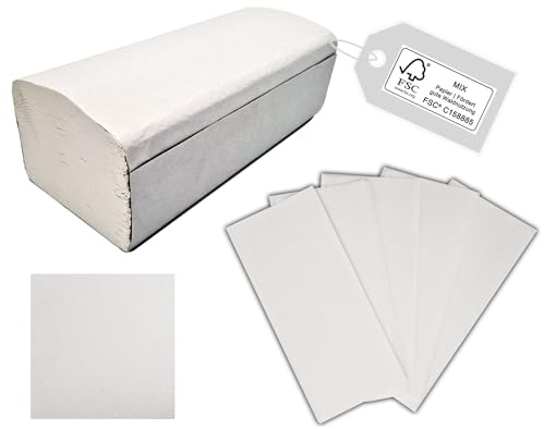 TIGA-MED Lot de 20 serviettes pliées en V, 2 couches, 25 x 23 cm, certifiées FSC®, absorbantes et indéchirables, serviettes en papier hygiéniques pour distributeurs (3200, lot de 20)