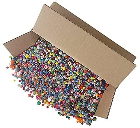 The Beadery Bonanza 5LB of Mixed Craft Beads, Sizes, Plastic, Round, Multicolor