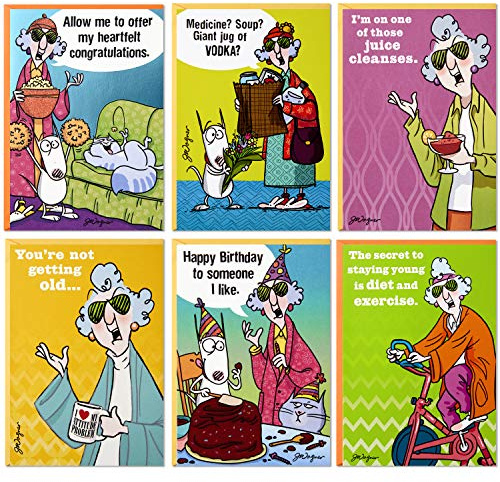 Hallmark Shoebox Maxine All Occasions Card Assortment (6 Cards with Envelopes), Model:1599RZG1001