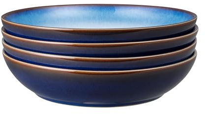Denby - Blue Haze Pasta Bowls Set of 4 - Dishwasher Microwave Safe Crockery - Ceramic Stoneware Tableware