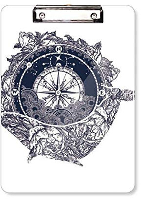 Boussole Fleur Étoiles Art Motif Planchette Porte-bloc Dossier A4