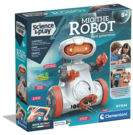 Clementoni 【Science & Play Mio Roboter】 Interaktiver STEM-Lernroboter mit App, Hindernisvermeidung & Zeichenfunktion (8+ Jahre)