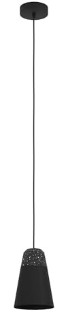 Eglo Lámpara colgante Canterras, lámpara colgante, terrazo en blanco grisáceo, metal en negro, lámpara de mesa de comedor, lámpara colgante de salón, E27