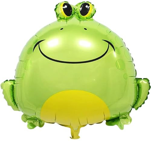 DIWULI süßer Frosch Luftballon, Kröte Tier-Ballon Grün Frosch-König Folien-Ballon, Kinder-Geburtstag Junge Mädchen, Motto-Party, Dekoration, Geschenk-Deko, Tier-Party, Wald-Freunde, Dschungel Zoo