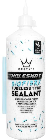 Peaty's Holeshot Biofibre Tubeless Tyre Sealant, Fast Acting Puncture Repair, Seals up to 6mm holes for MTB, Road and Gravel Bikes, uses Biodegradable Sealing Fibres, 500ml
