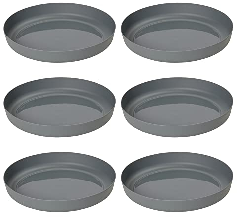 Clever Pots Untersetzer für Blumentöpfe, 6 x runde Pflanzschale zur Verwendung mit 30 cm Blumentopf, Pflanzuntersetzer aus Kunststoff für drinnen und draußen, Garten, wetterfeste, leichte Pflanzenuntersetzer, Holzkohle