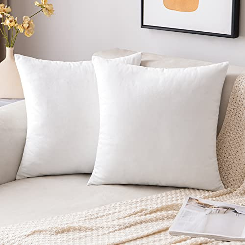EMEMA Funda de Cojine Terciopelo Funda de Almohada del Sofá Throw Cojín 40x40 cm Decoración Almohada Caso de la Cubierta Decorativo para Sala de Estar Pulgadas 2 Pieza Blanco Puro