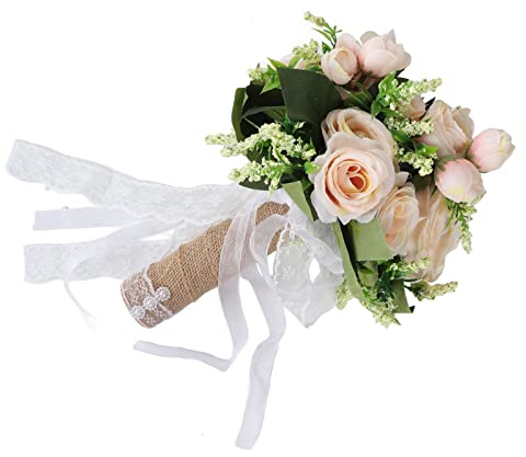 HEEPDD Tenant des Fleurs, Bouquet de Mariée Moderne Artificiel et Réaliste Pouvant être conservé pour la Photographie de Mariage (Champagne)