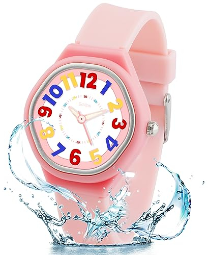Edillas Kinderuhr Analog Mädchen Jungen,wasserdichte Armbanduhr Kinder Mädchen Jungen Lernzeit Armbanduhr, Leicht Ablesbare Zeit-Lehrer Uhren für Kinder im Alter von 5–13 Jahren