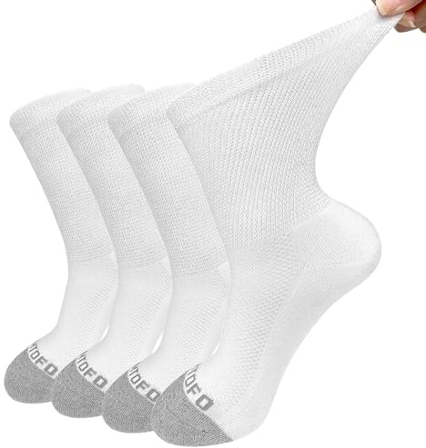 LOFIR Calcetines Diabéticos sin Costuras para Hombre - Algodón con Cinturilla Extra Ancha sin Elástico, Suela Acolchada - Negro, Blanco, Gris - 4 Pares - Tamaño 39-46