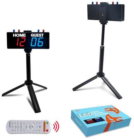 YZ LED Anzeigetafel Fussball, Tragbare Tischtennis Zähler, Cornhole Zähltafel, Tennis Punktezähler, Digital Scoreboard, LED Anzeigetafel Elektronisch für Volleyball, Basketball, Sports（Rot & Blau）