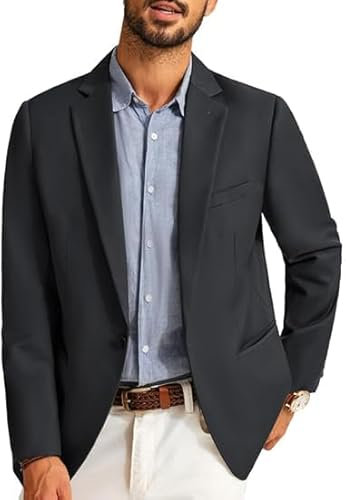 PJ PAUL JONES Blazer para hombre, chaqueta de negocios, chaqueta deportiva, con un botón, gris oscuro, S