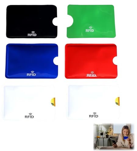 Fokelyi 6 Scheckkartenhülle, Schutzkarte gegen Datenklau & Geldabheben für Bankkarten, RFID Blocking NFC Schutzhüllen für Kreditkarte und EC Karte Schutz-Hülle Kreditkartenhülle