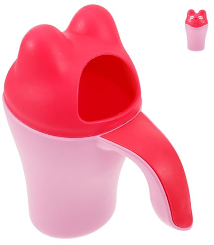 HEALSOPTHY Adorable Pink Baby Shampoo Cup for Hair Washing and Taking Shower Easy to Hold Pp Material Shower Water Cup with Cartoon Design Convenient to Use for Boys and Girls