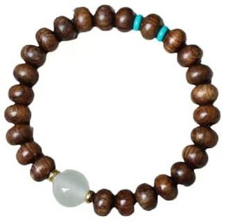 Gör-det-själv-stil av plattpärlor, gult päronträ, agarträ, Buddha-pärlor, enkla souvenirer för män och kvinnor, elastiskt armband i naturligt skogsträ