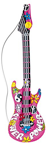 Amakando Rockstar, Chitarra Acustica Decorativa, in Gomma, Hippie Rocker, Gonfiabile, per Feste, Strumento Musicale