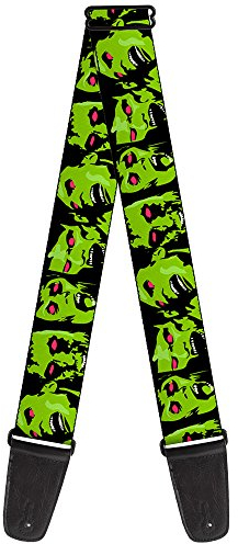 Buckle-Down GS-W32631 Gitarrengurt Zombie Expressions, Schwarz/Grün/Rot