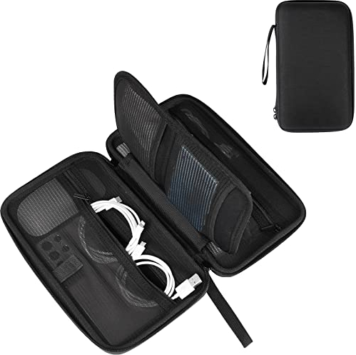ProCase Elektronikzubehör Organizer, Reise Zubehör Organizer Tasche, Tragbare Elektronische Kabeltasche für MacBook Power Adapter, Kabel, Apple Pencil, Maus, USB-Stick, Powerbank, SD Karte -M Schwarz