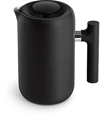 Fellow Cafetera aislada Clara con sistema de filtración mejorado - Prensa francesa portátil de acero inoxidable - Jarra de 24 oz - Negro mate