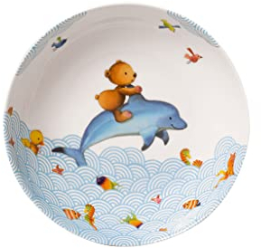 Villeroy & Boch - Happy as a Bear Kinderteller tief, 19 cm, Premium Porzellan, Weiß/Bunt