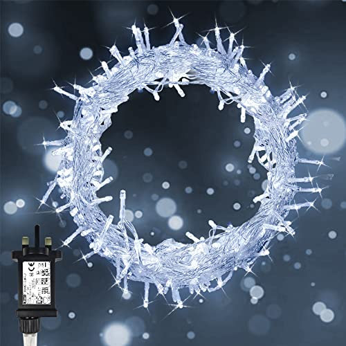 Fairy Lights Mains Powered, 10m/33Ft 100 LED Plug in String Lights Christmas Lights Indoor Waterproof with 8 Modes LED Fairy Lights for Bedroom Wall Party Wedding Xmas Tree Decorations (Cool White)