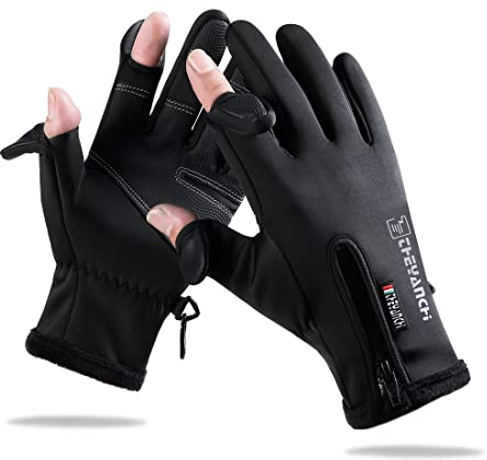 NewDoar Touchscreen Winter Handschuhe, Winddichte Schnee Handschuhe 2-Finger-Schnitt Angel Handschuhe zum Klettern, Laufen, Skifahren, Reiten, Radfahren, Jagen, Herren- und Damen Handschuhe-M