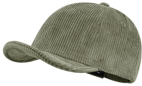 CLAPE Short Brim Cap Corduroy Baseball Cap Retro-Stil Basecap Cord Fabric Adjustable Trucker Cap Verstellbar Sport Hut für Herren und Damen Green GD29