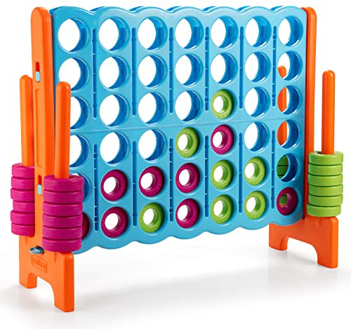 DREAMADE Riesen 4 Gewinnt Spiel, Strategiespiel für Kinder und Erwachsene, 4 in Einer Reihe, Brettspiel Spielzeug Gesellschaftsspiel 2 Spieler, Vier in Reihespiel Kinderspiel (Orange + Blau)