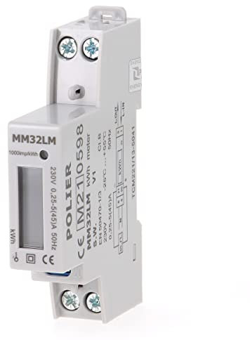 POLIER - MM32LM : Compteur électrique modulaire - Monophasé 45 A - Simple tarif - Affichage LCD - Certifié MID - Sortie d'impulsion