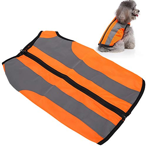 HEEPDD Gilet de Sécurité Réfléchissant pour Chien, Orange Fluo, Vêtement Haute Visibilité pour Promenade Nocturne, Chasse et Zones Routières, Protection Extérieure Respirante avec Bande