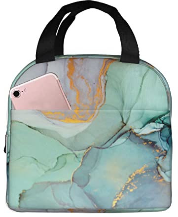 XVBCDFG Bolsa de almuerzo Mármol colorido aislado con compartimentos Reutilizable Estampados lindos Asa de asa Caja de almuerzo portátil para mujeres Hombres