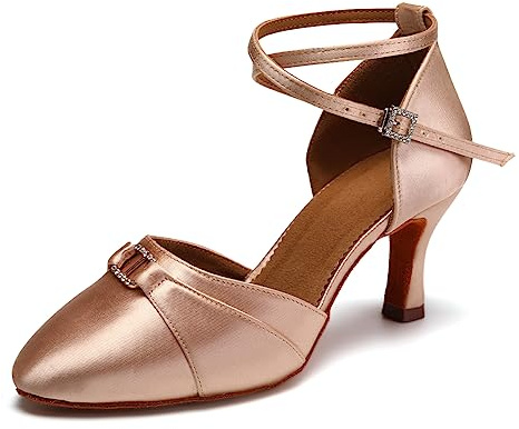 VCIXXVCE Vardagsrum danssko dam latin stängd tå tango salsa vals moderna dansskor, Rosa häl på 7 5 cm, 37.5 EU