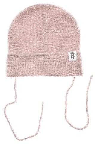 KNITAS Einlagig Gestrickte Babymütze aus Merino und Kaschmirwolle für Baby Kleinkind I Superweiche und warme Mütze für Neugeborene 6-12 Monate I Babies Wintermütze in der Farbe Rosa