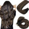 HotLulana Tape Extensions Echthaar Balayage Natürliches Schwarz bis Chestnut Braun Extensions Echthaar 14zoll/35cm 40g Invisible 100% Natürliche Skin Weft Tape in Extensions Echthaar 20pcs #1B/1B/6.