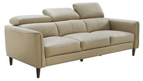 Vente-unique - Canapé 3 Places en Cuir de Buffle Beige SALVI