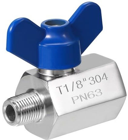 PATIKIL Mini kulventil 1/8 NPT gänga hane/kvinna, 304 rostfritt stål avstängningsventil för vatten olja gas VVS-montering, silver