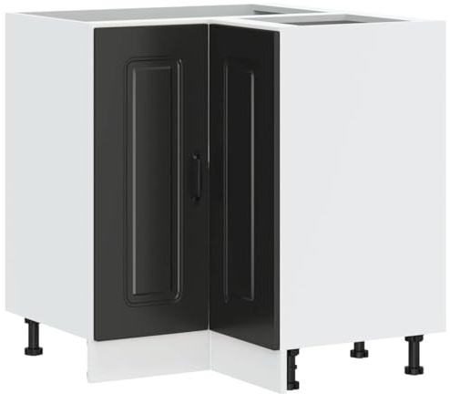 vidaXL Armoire d'angle de Cuisine Kalmar Noir Bois d'ingénierie, Armoire d'angle, Meuble d'évier d'angle, Meuble d'angle