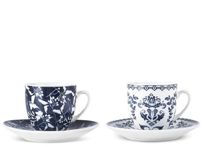 KARACA Aster 4-Piece Porcelain Espresso Turkish Coffee Cup Set for 2 People, 100ml