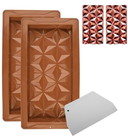 Chocolate Bar Mould 2 Piece Deep Silicone Mould for Dubai Pistachio Bar Baking - Easy Release for DIY Candy Desserts Making